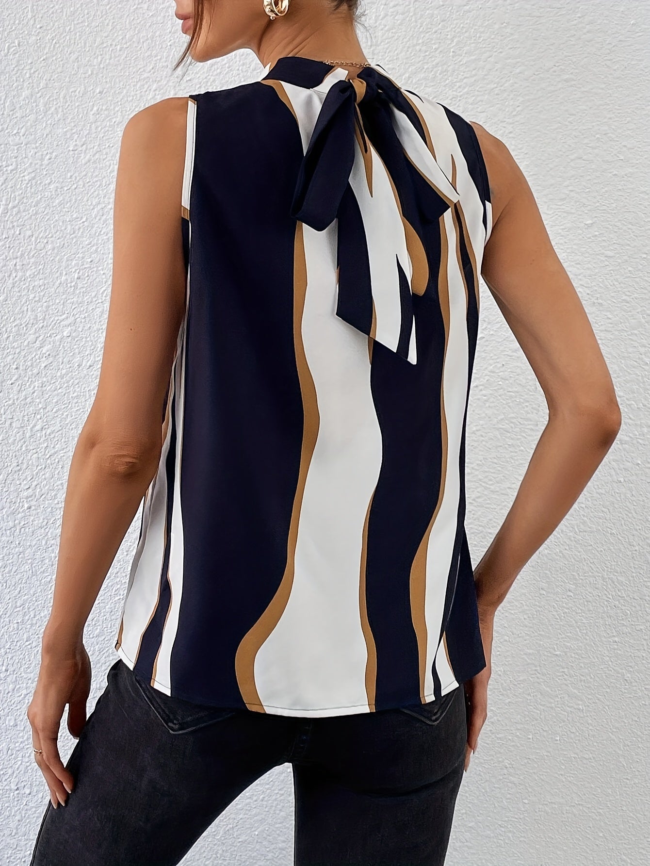 Diana | Stylish Halter Top for Women with Color Block Stripe Detail