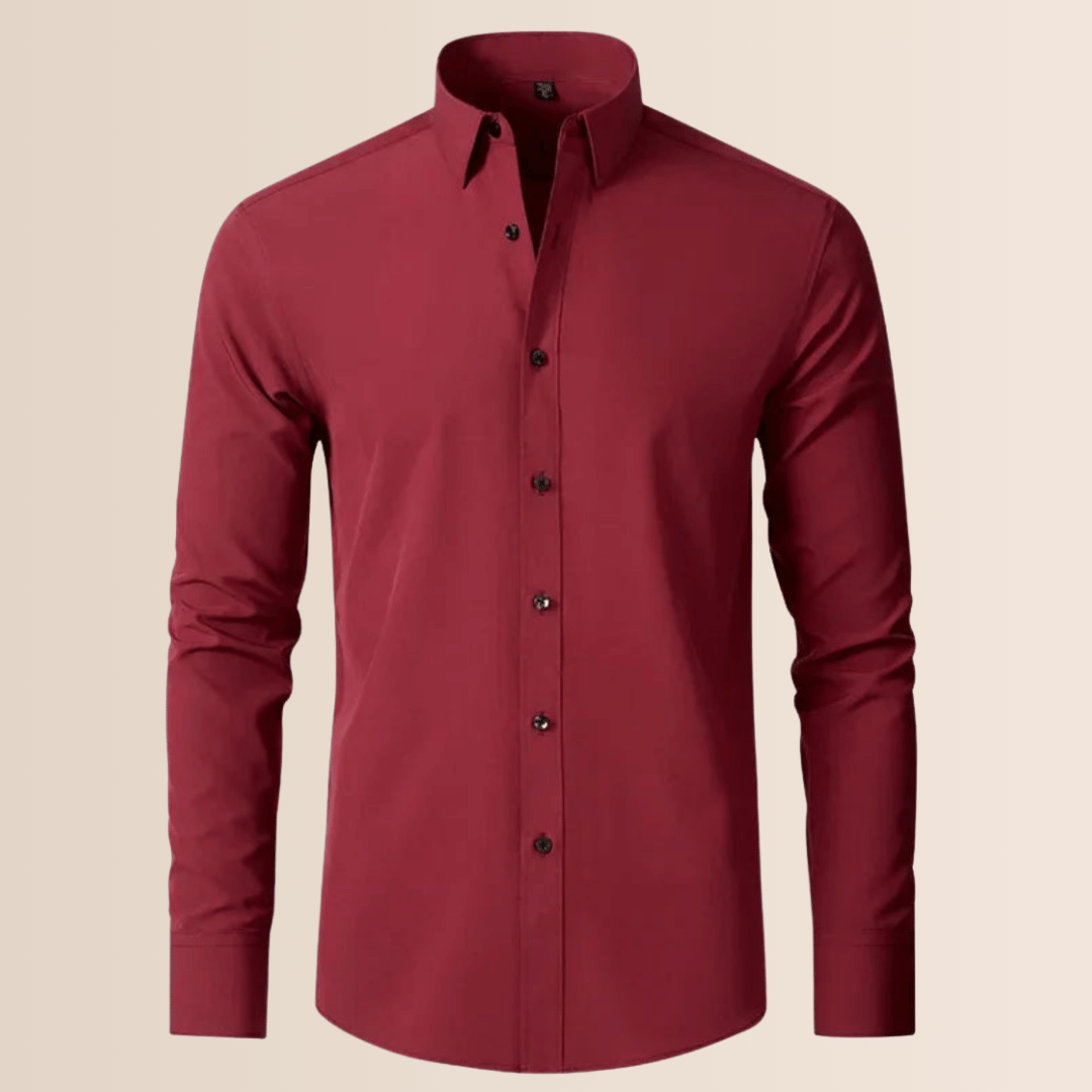 Classic Business Shirt for Men with Spread Collar Long Sleeve Button Up Slim Fit Office Style