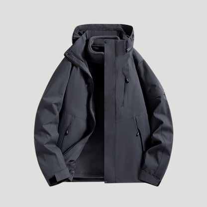 Effortless Waterproof Rain Jacket for Women with Hooded Zip Front Colorblock Relaxed Style
