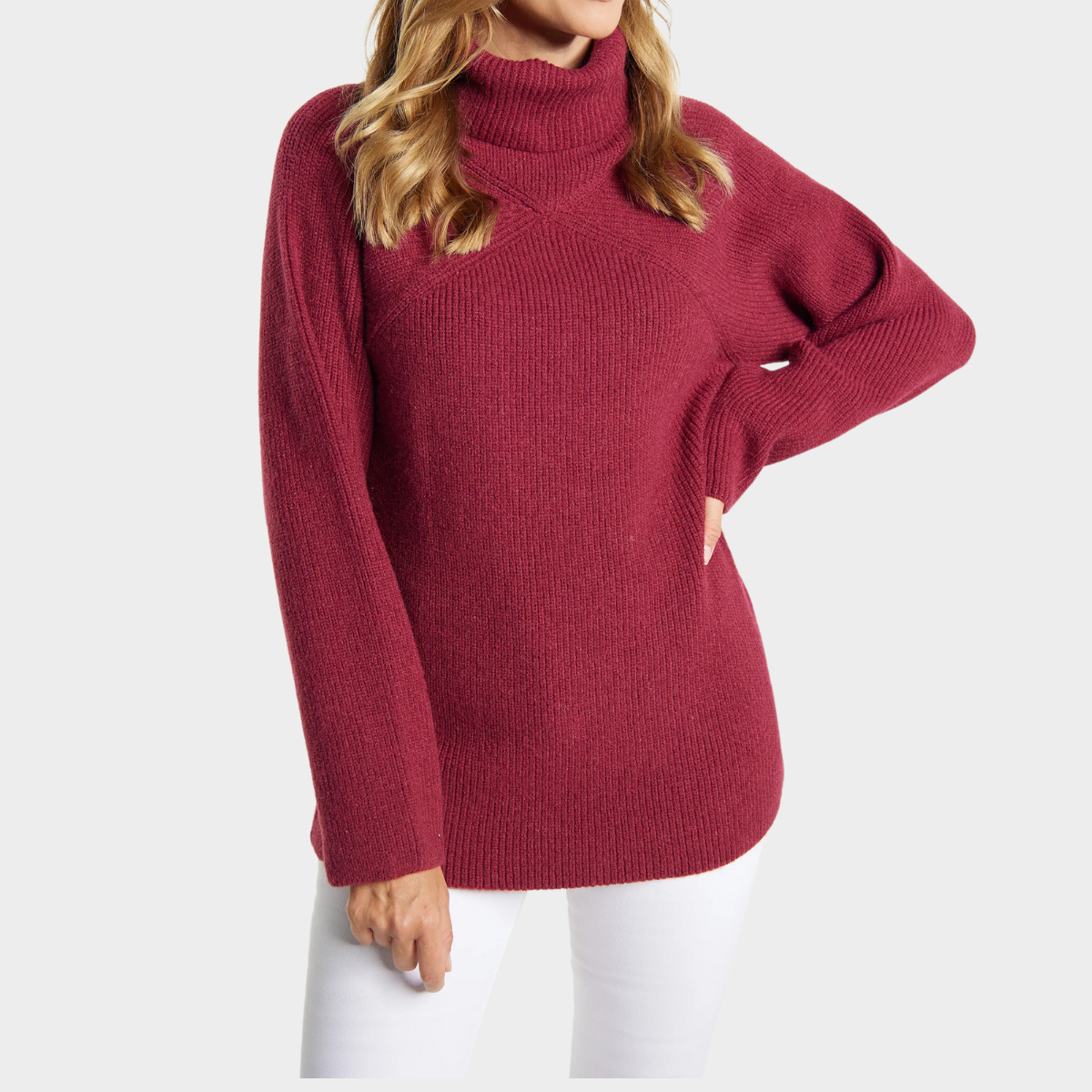 Comfortable Ribbed Knit Sweatshirt for Women with Turtleneck Long Sleeve Relaxed Oversized Knit Style