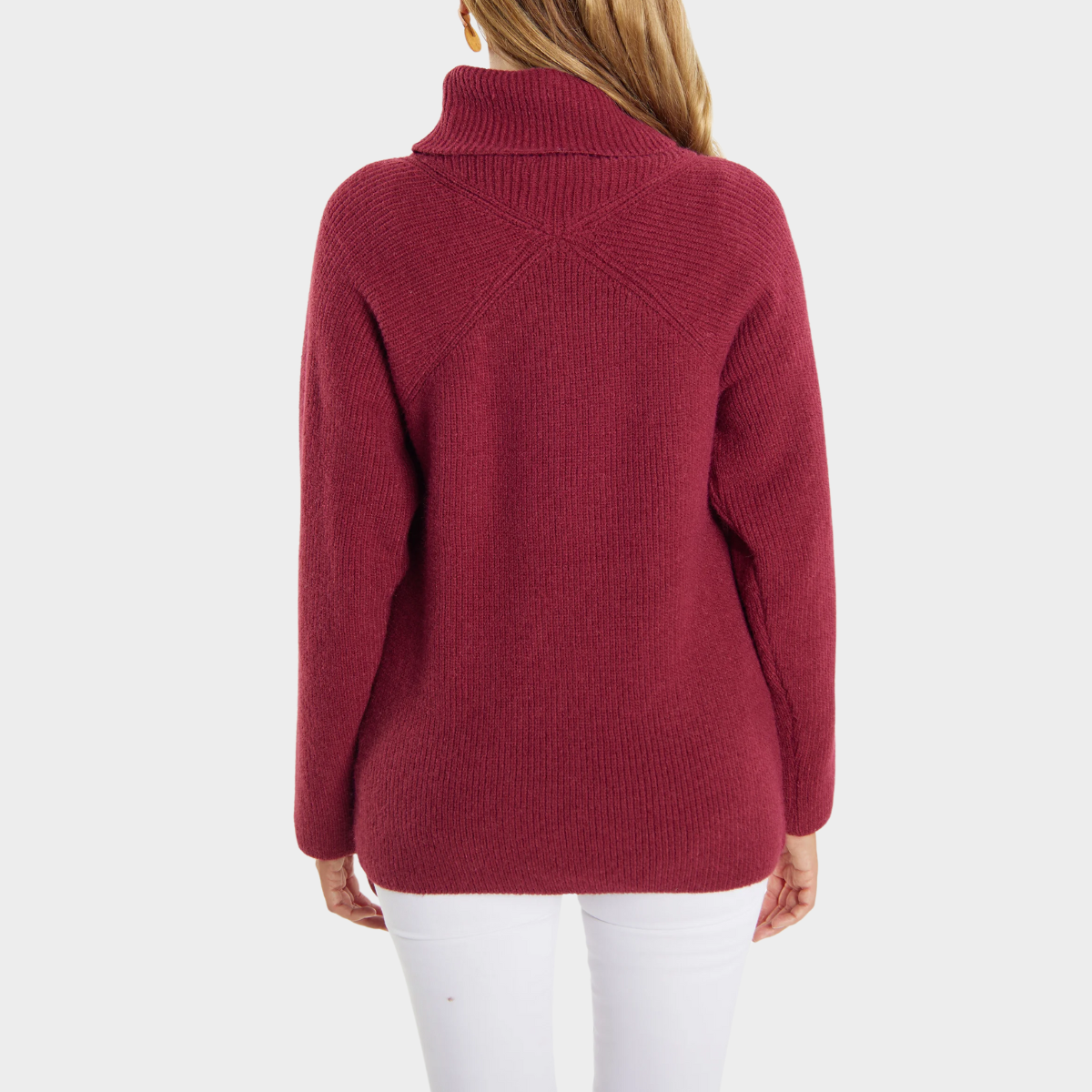 Comfortable Ribbed Knit Sweatshirt for Women with Turtleneck Long Sleeve Relaxed Oversized Knit Style