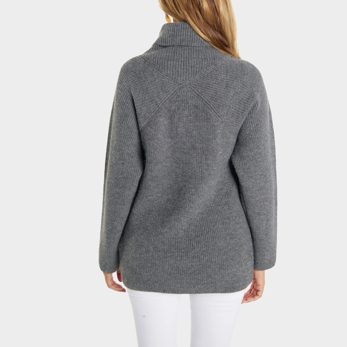 Comfortable Ribbed Knit Sweatshirt for Women with Turtleneck Long Sleeve Relaxed Oversized Knit Style