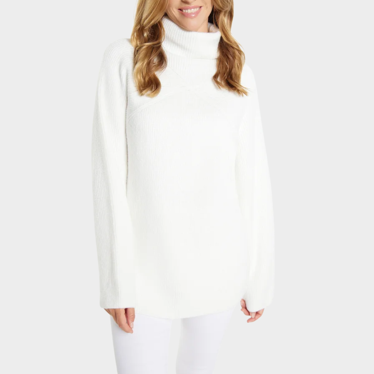 Comfortable Ribbed Knit Sweatshirt for Women with Turtleneck Long Sleeve Relaxed Oversized Knit Style
