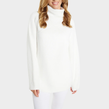 Comfortable Ribbed Knit Sweatshirt for Women with Turtleneck Long Sleeve Relaxed Oversized Knit Style