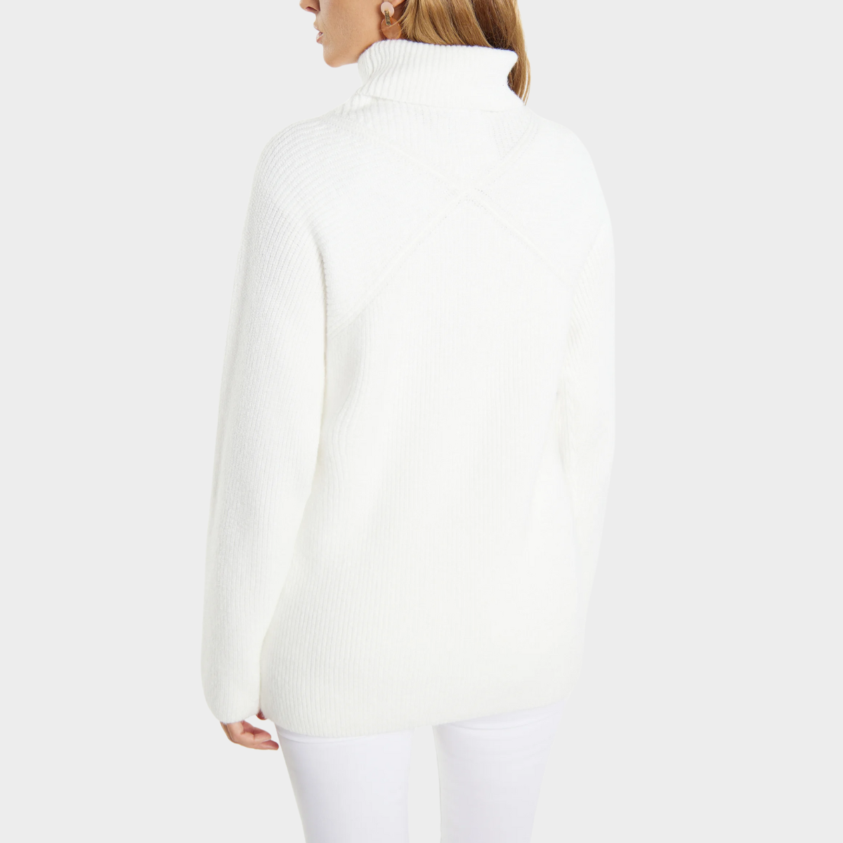 Comfortable Ribbed Knit Sweatshirt for Women with Turtleneck Long Sleeve Relaxed Oversized Knit Style