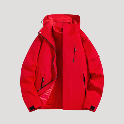 Effortless Waterproof Rain Jacket for Women with Hooded Zip Front Colorblock Relaxed Style