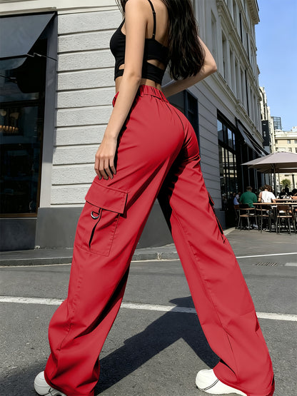 Effortless Cargo Pants for Women with High Waist Drawstring Wide Leg Relaxed Style