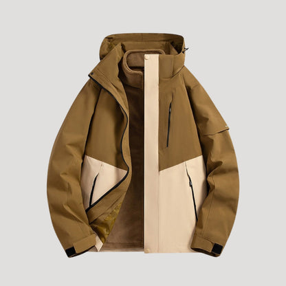 Effortless Waterproof Rain Jacket for Women with Hooded Zip Front Colorblock Relaxed Style