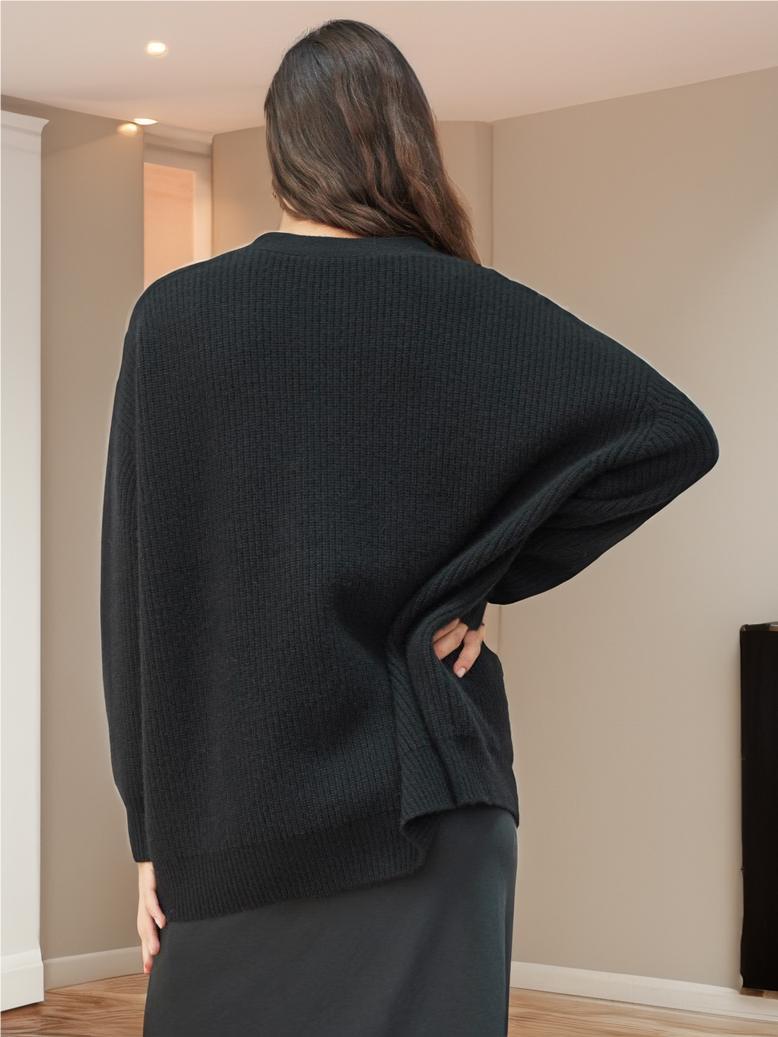 Cozy Oversized Knit Cardigan for Women with V Neck Long Sleeve Button Front Cocoon Style
