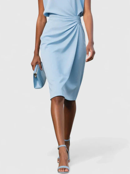 Elegant Midi Dress for Women with Keyhole Neckline Ruched Waist Cocktail Style