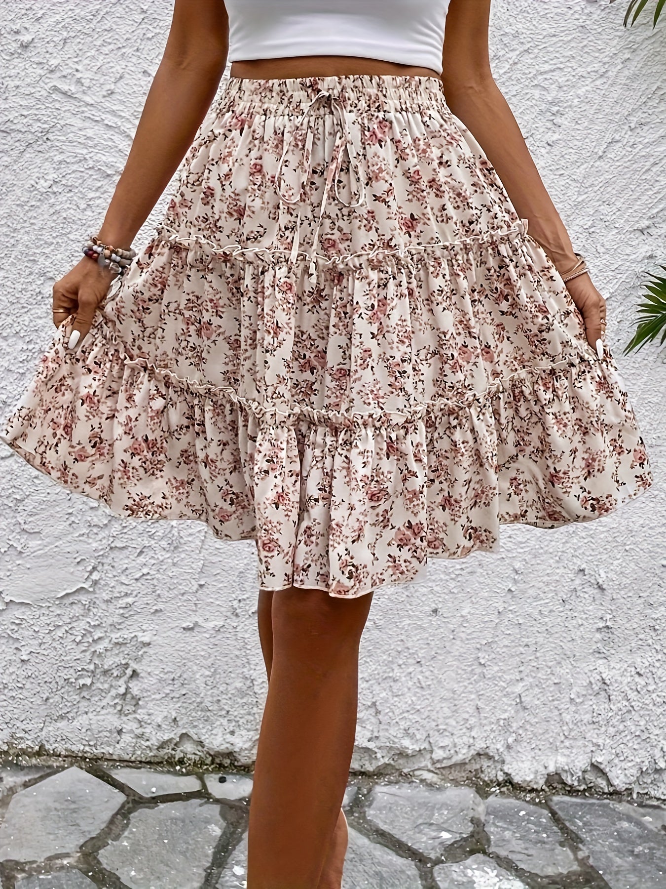 Lola | Stylish Floral Tiered Mini Skirt for Women with Ruffle Detail