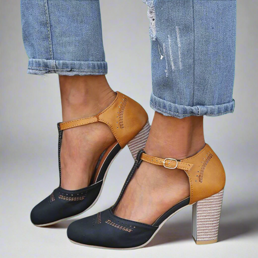Elegant Wedding Shoes for Women with Ankle Strap Block Heel Pointed Toe Style