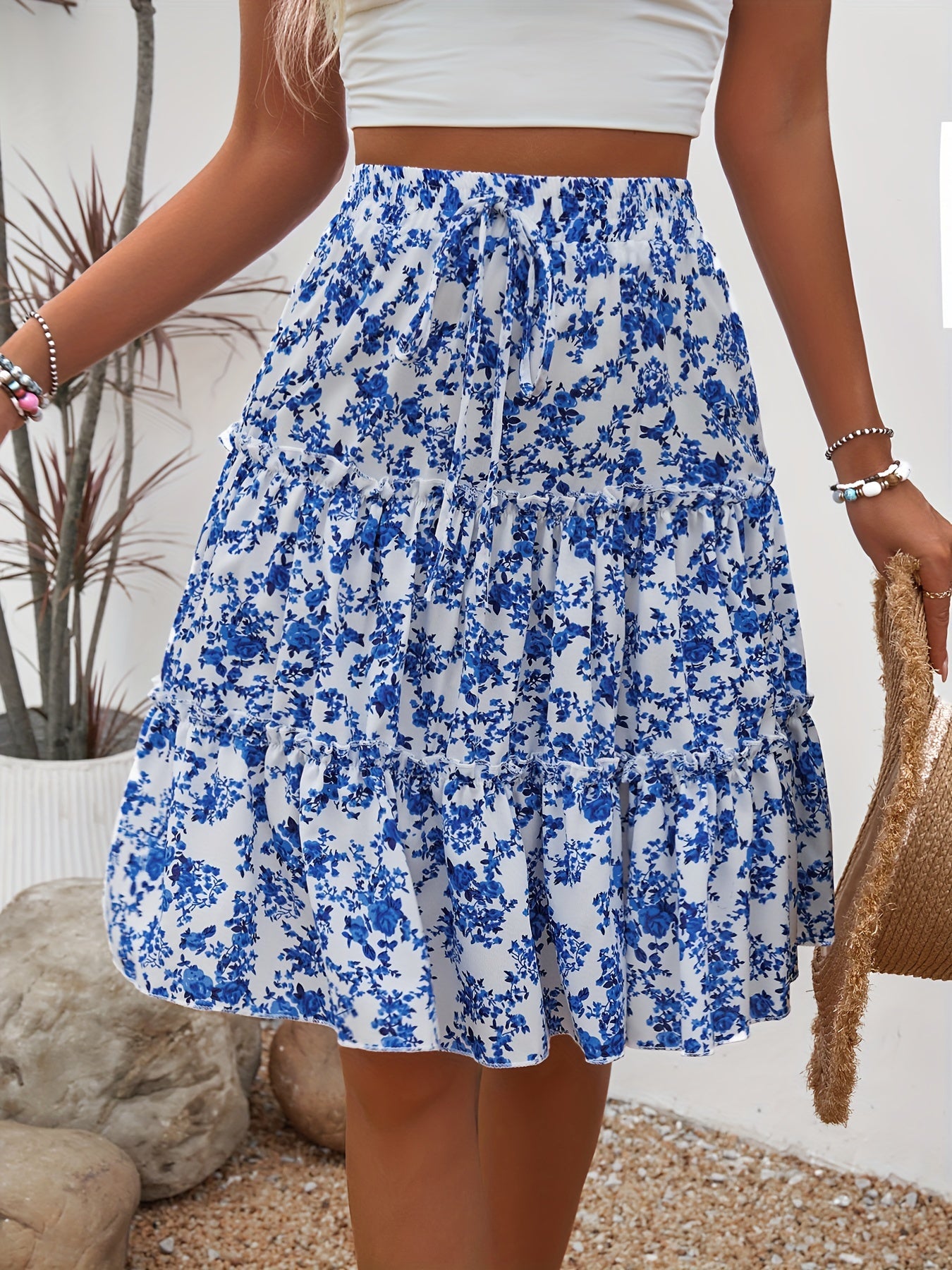 Camille | Stylish Floral Tiered Mini Skirt for Women with Smocked Waist