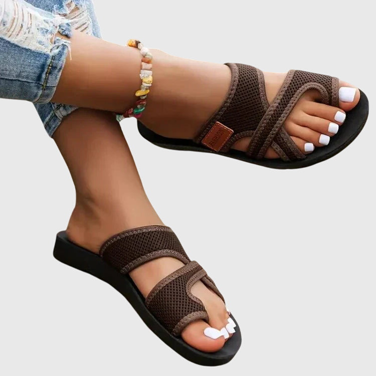 Comfortable Sandals for Women with Mesh Strap Platform Slip On Style