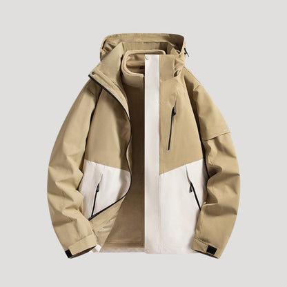 Effortless Waterproof Rain Jacket for Women with Hooded Zip Front Colorblock Relaxed Style