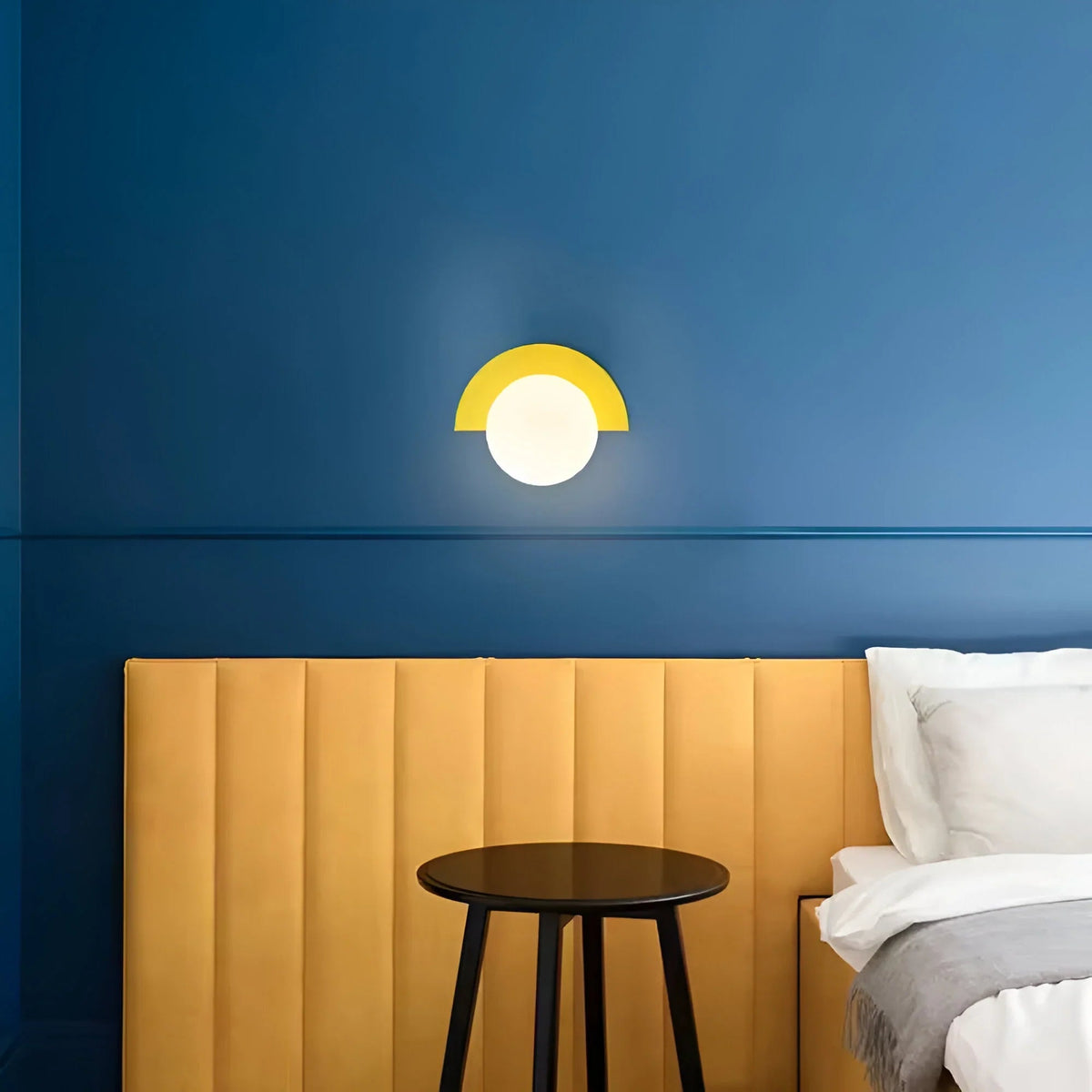 Semicircle Wall Lamp Glass Globe Colorblock Modern Nordic Bedside Sconce Wall Light