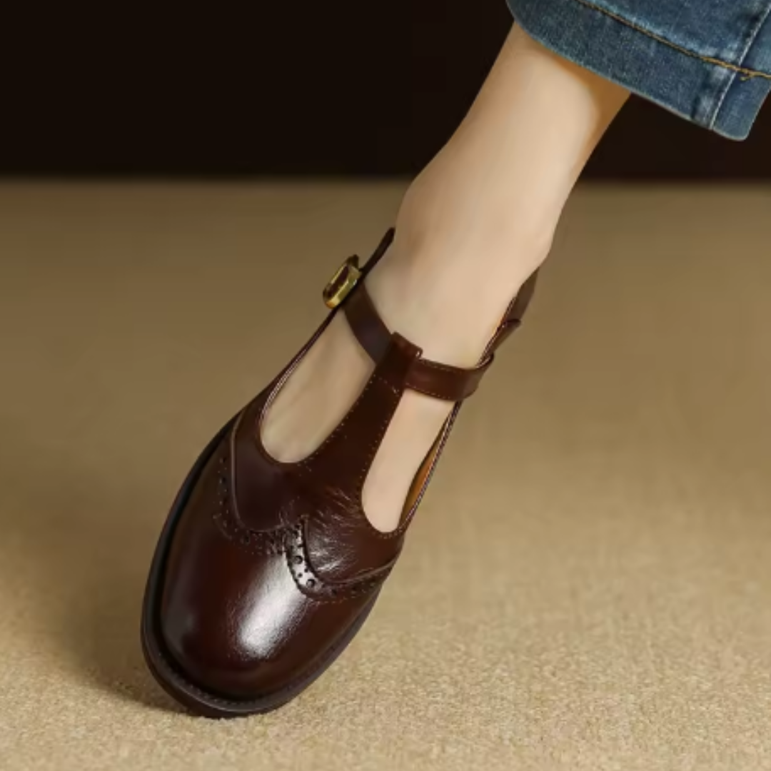Elegant Mary Jane Shoes for Women with Buckle Strap Block Heel Round Toe Style