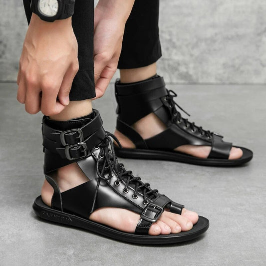 Men’s Lace-Up Gladiator Sandals with Ankle Straps
