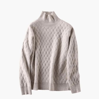 Cozy Cable Knit Turtleneck Sweater for Women with High Neck Long Sleeve Oversized Relaxed Style