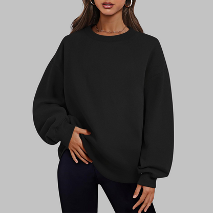 Cozy Oversized Sweatshirt for Women with Crew Neck Long Sleeve Side Pocket Relaxed Style