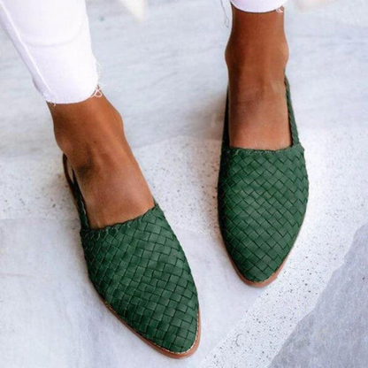 Comfortable Woven Mules for Women with Pointed Toe Slip On Backless Loafer Style