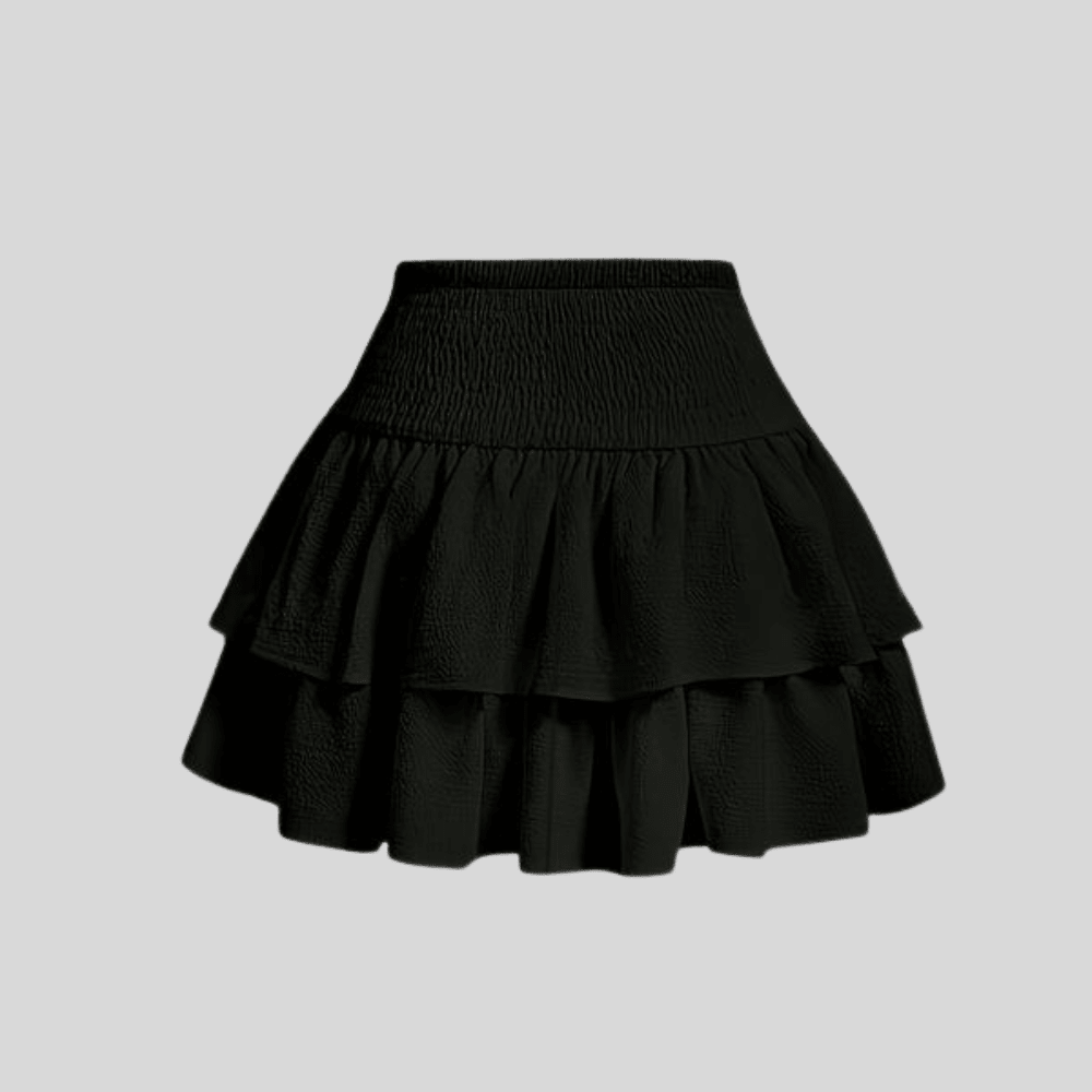 Effortless Tiered Ruffle Mini Skirt for Women with Bow Tie Smocked Waist Flowy Style