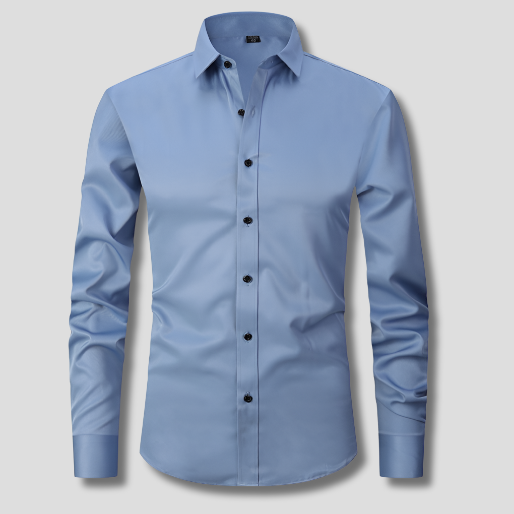 Classic Dress Shirt for Men with Spread Collar Long Sleeve Button Up Slim Fit Business Style