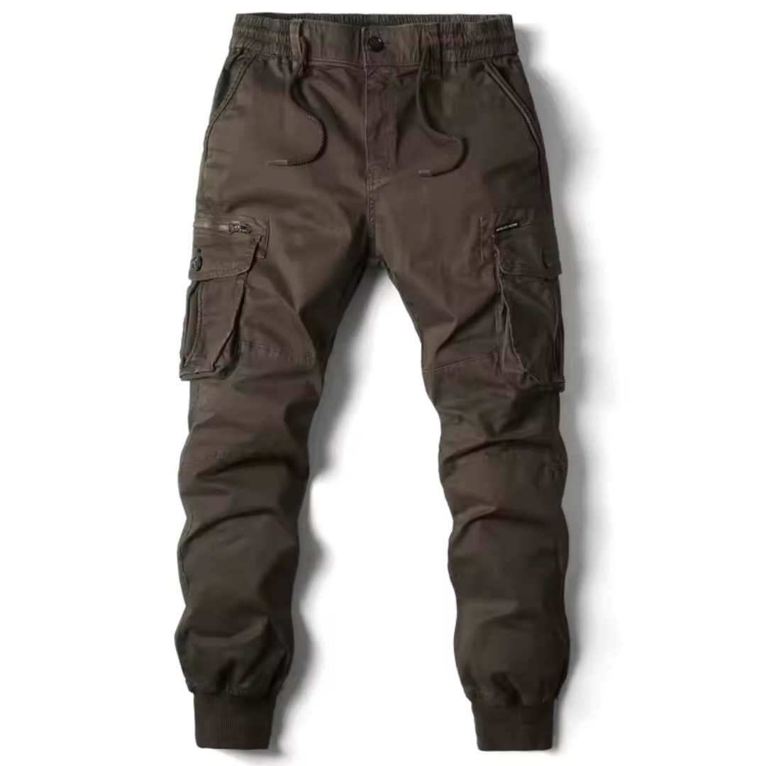 Stylish Cargo Joggers for Men with Tapered Fit Multi Pocket Drawstring Cuffed Tactical Style