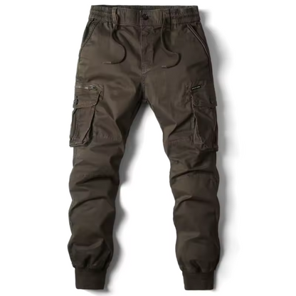 Stylish Cargo Joggers for Men with Tapered Fit Multi Pocket Drawstring Cuffed Tactical Style