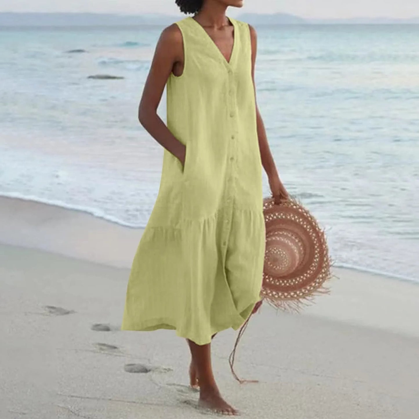 Sabrina | Elegant White Sundress for Women in Casual Midi Style