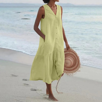 Sabrina | Elegant White Sundress for Women in Casual Midi Style