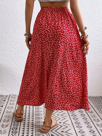 Vivian | Stylish Floral Midi Skirt for Women with Button Front Detail