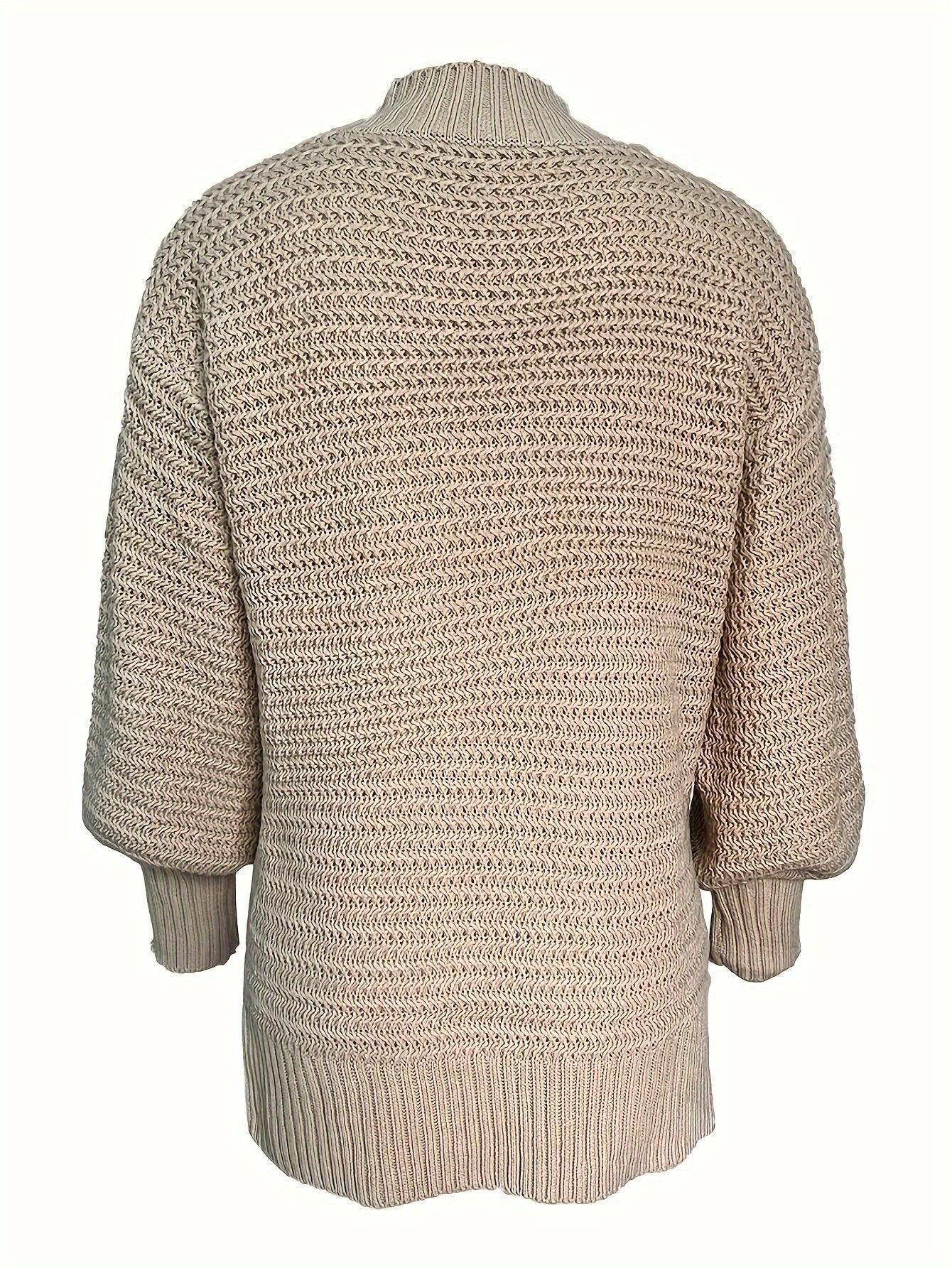 Comfortable Textured Knit Sweater for Women with Mock Neck Long Sleeve Ribbed Cuff Relaxed Oversized Style