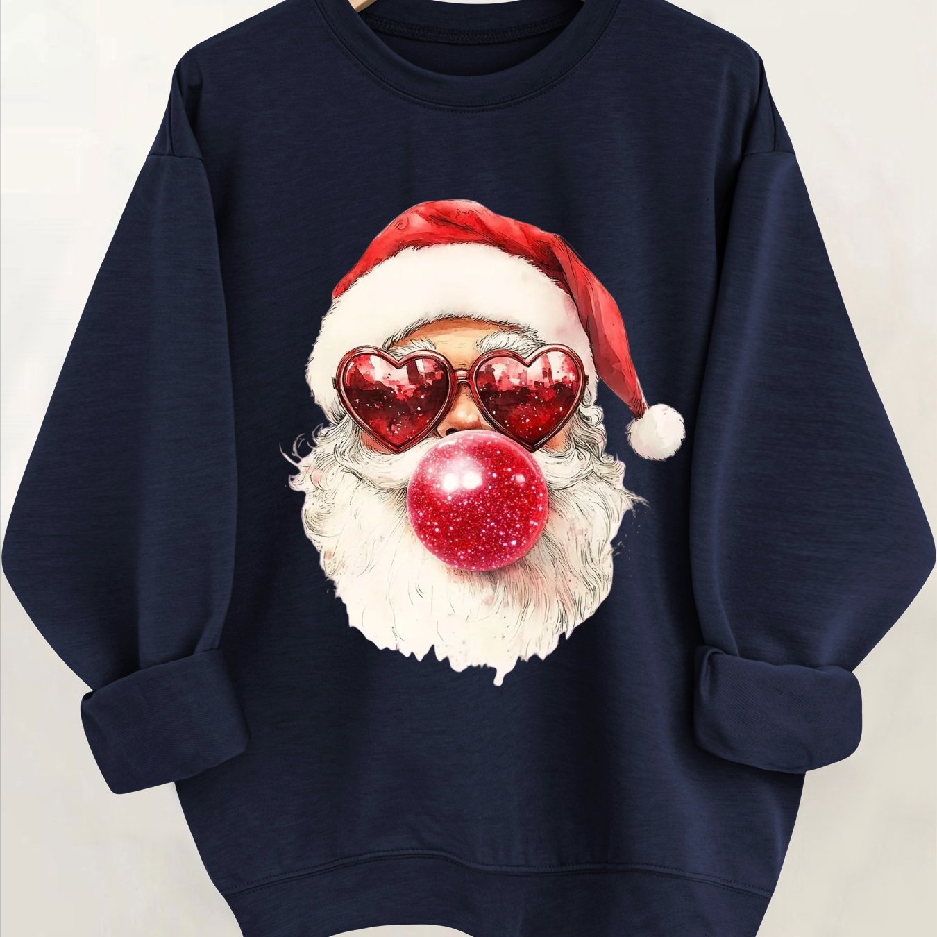 Comfortable Santa Graphic Christmas Tacky Sweater for Women with Crew Neck Long Sleeve Oversized Pullover Style