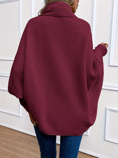 Comfortable Waterfall Knit Cardigan for Women with Shawl Collar Dolman Sleeve Oversized Relaxed Style