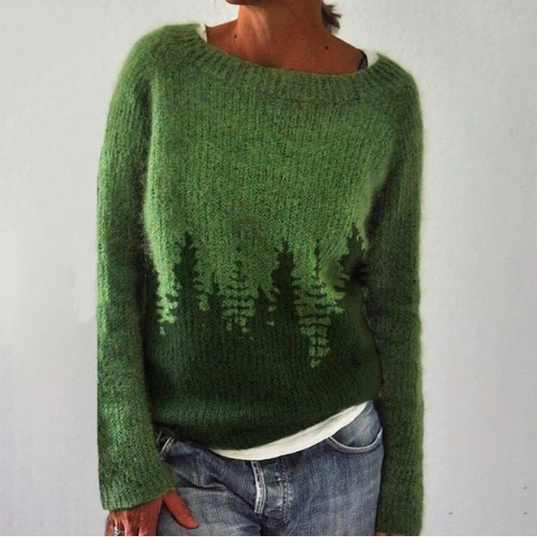 Comfortable Knit Sweater for Women with Crew Neck Long Sleeve Relaxed Oversized Style