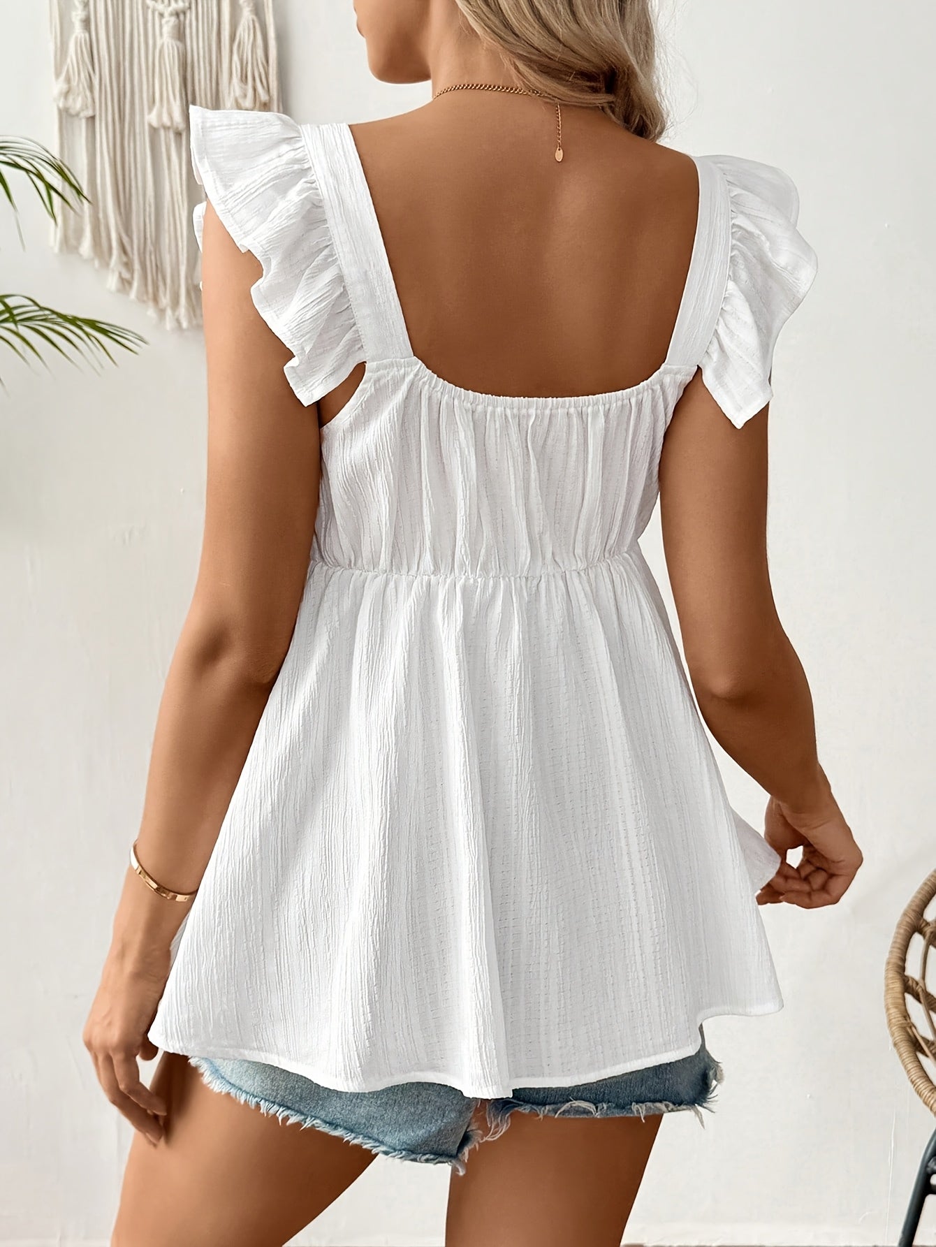 Luna | Stylish White Maternity Top for Women with Ruffle Sleeve Detail