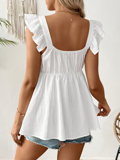 Luna | Stylish White Maternity Top for Women with Ruffle Sleeve Detail