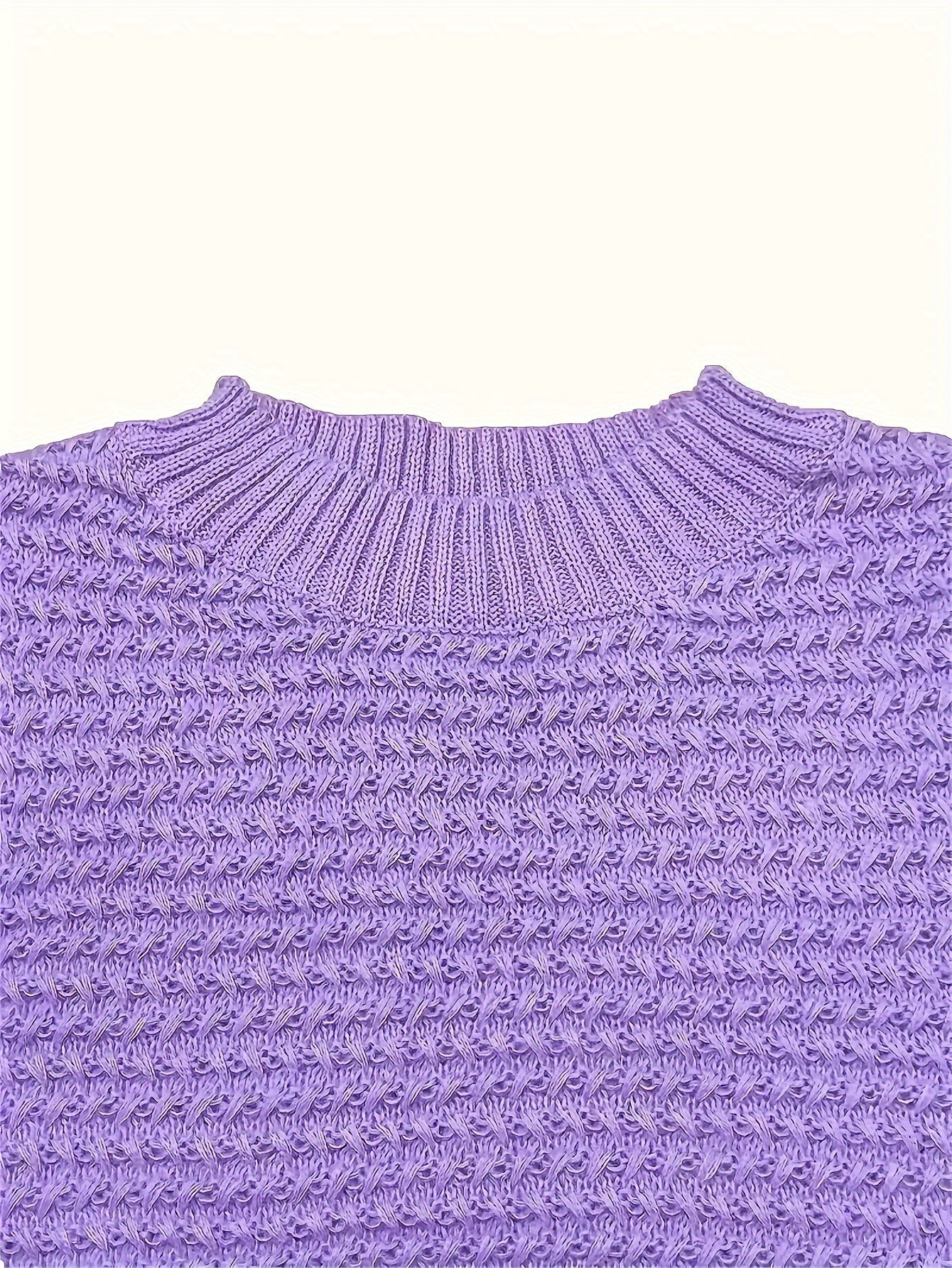 Comfortable Textured Knit Sweater for Women with Mock Neck Long Sleeve Ribbed Cuff Relaxed Oversized Style
