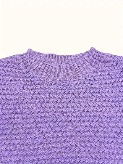 Comfortable Textured Knit Sweater for Women with Mock Neck Long Sleeve Ribbed Cuff Relaxed Oversized Style