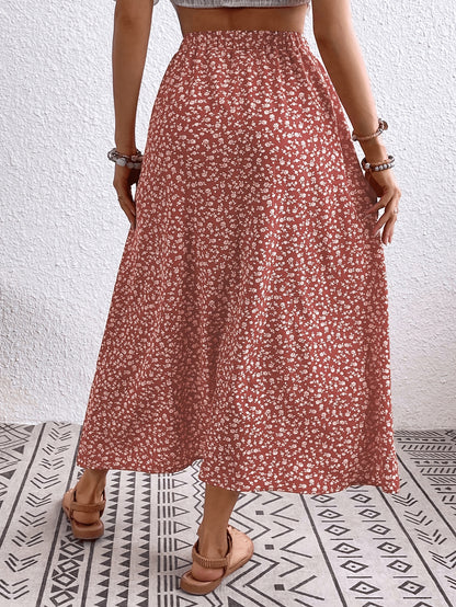Vivian | Stylish Floral Midi Skirt for Women with Button Front Detail