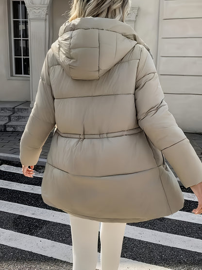 Cozy Quilted Bread Ski Jacket for Women with Stand Collar Loose Puffer Warm Winter Style