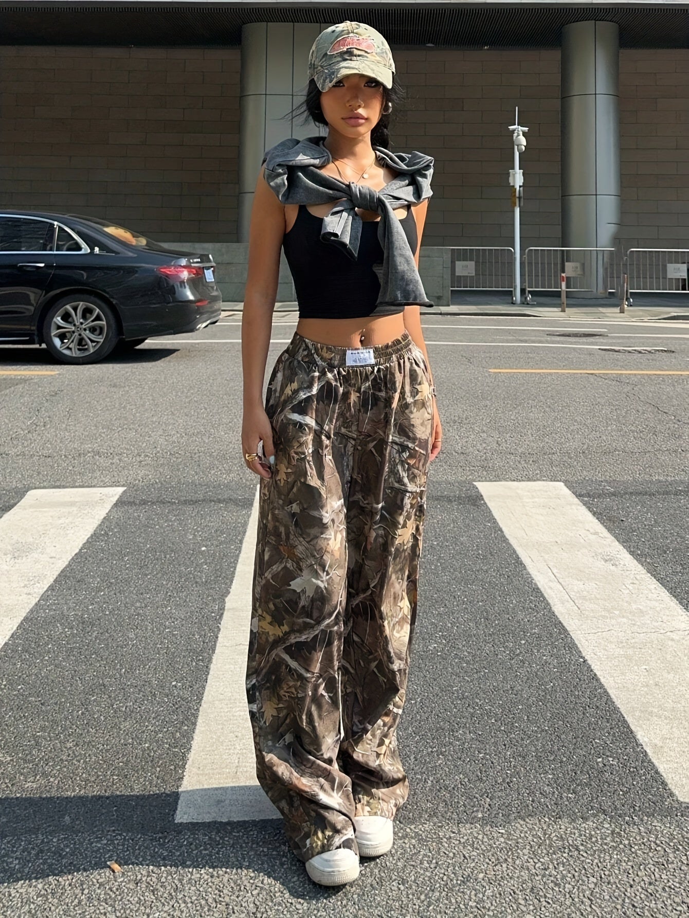 Effortless Camo Pants for Women with High Waist Wide Leg Relaxed Streetwear Style