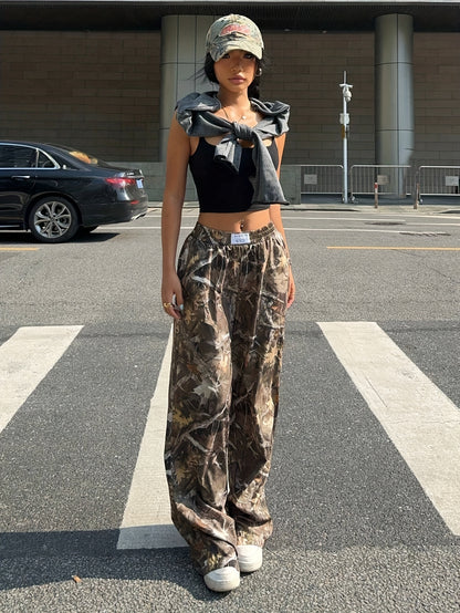 Effortless Camo Pants for Women with High Waist Wide Leg Relaxed Streetwear Style