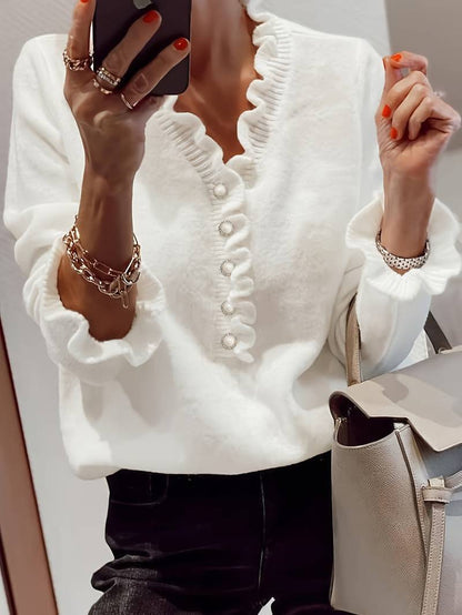 Janice | Ruffle Blouse with Decorative Buttons for Women