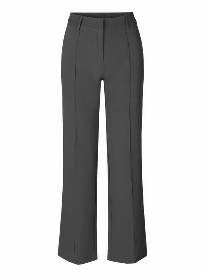 Elegant Tailored Wide Leg Pants for Women with High Waist Pintuck Front Pocket Relaxed Style