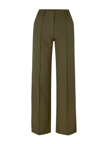 Elegant Tailored Wide Leg Pants for Women with High Waist Pintuck Front Pocket Relaxed Style