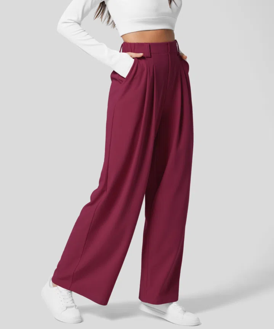 Elegant Wide Leg Pants for Women with High Waisted Pleated Tapered Relaxed Style