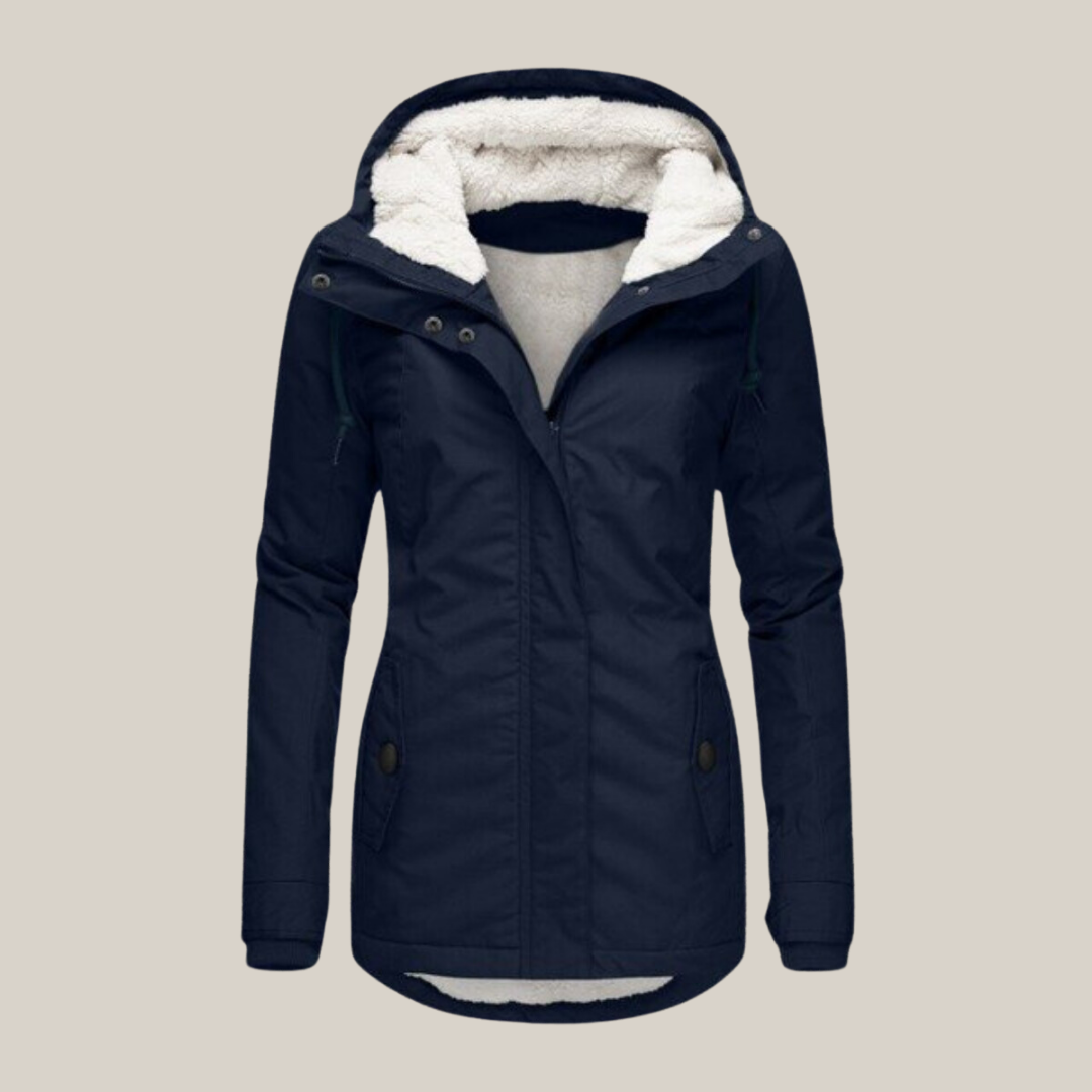Effortless Sherpa Fleece Jacket for Women with Hooded Long Sleeve Zip Front Drawstring Waist Style