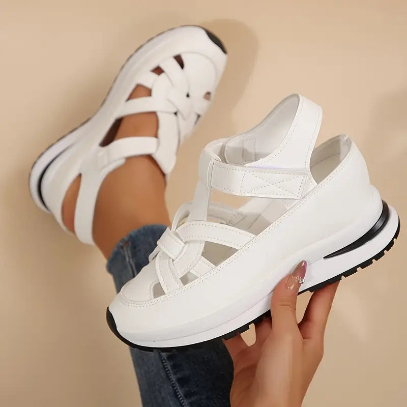 Comfortable Orthopedic Sandals for Women with Velcro Strap Cutout Platform Closed Toe Casual Style